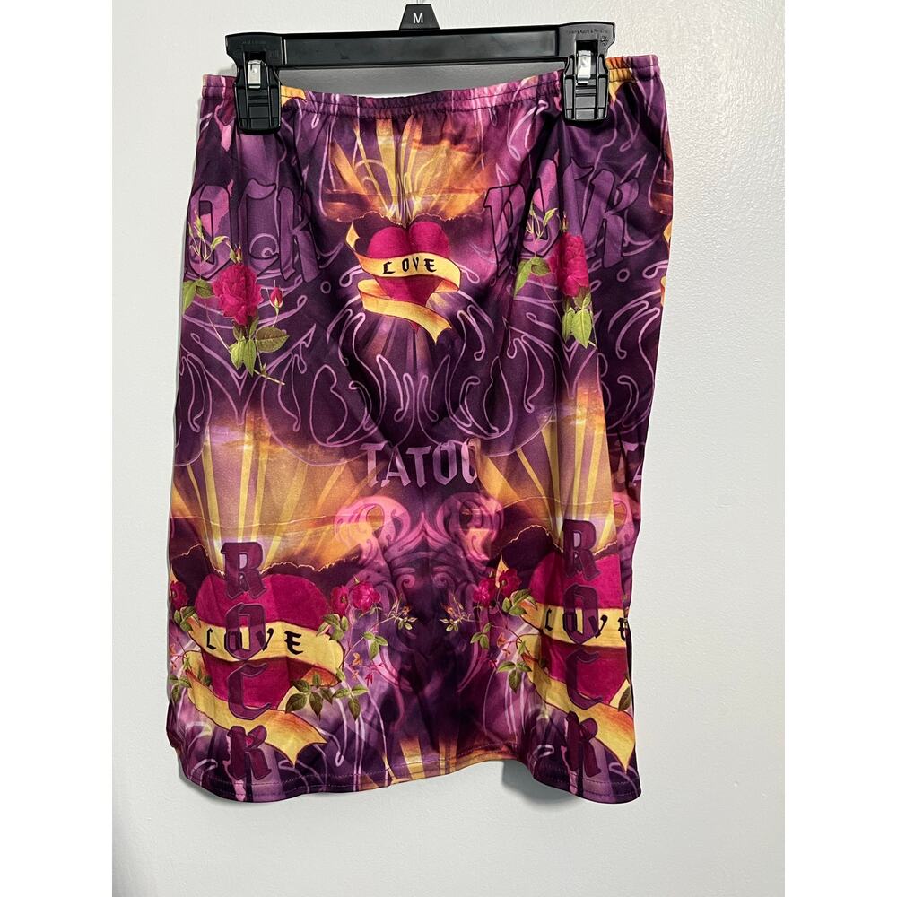VTG Y2K Girlfriends LA Skirt XS Purple Heart Tattoo Skater Rock Love Whimsygoth